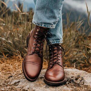 Thursday Boot Co. Everyday Brown Leather Captain Lace Up Ankle Boots Size 12